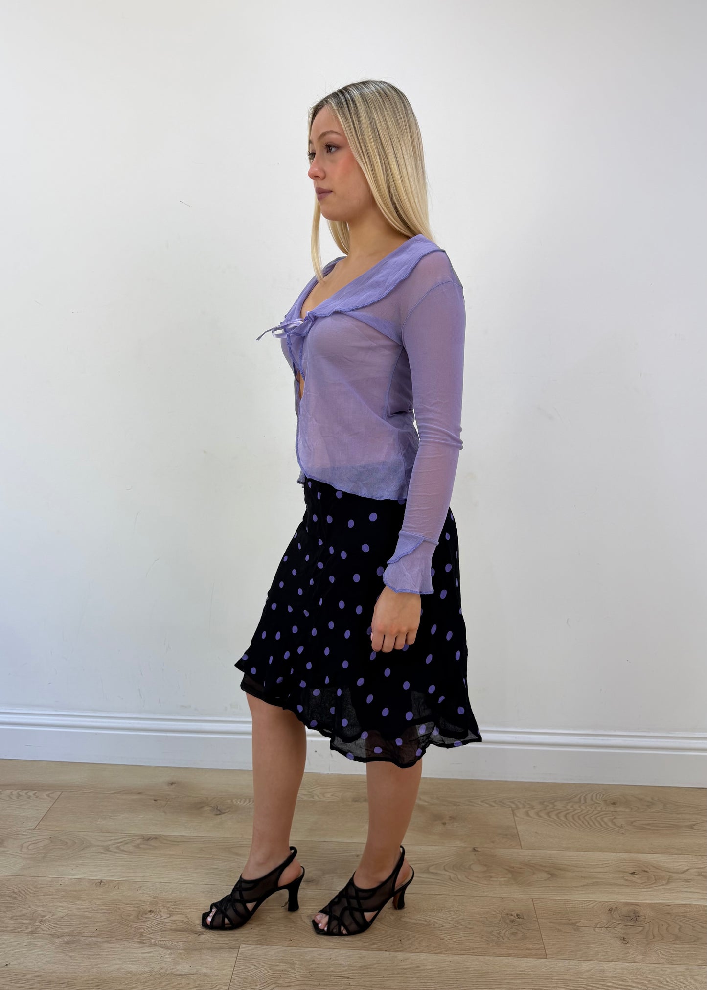 small purple sheer long sleeve top side