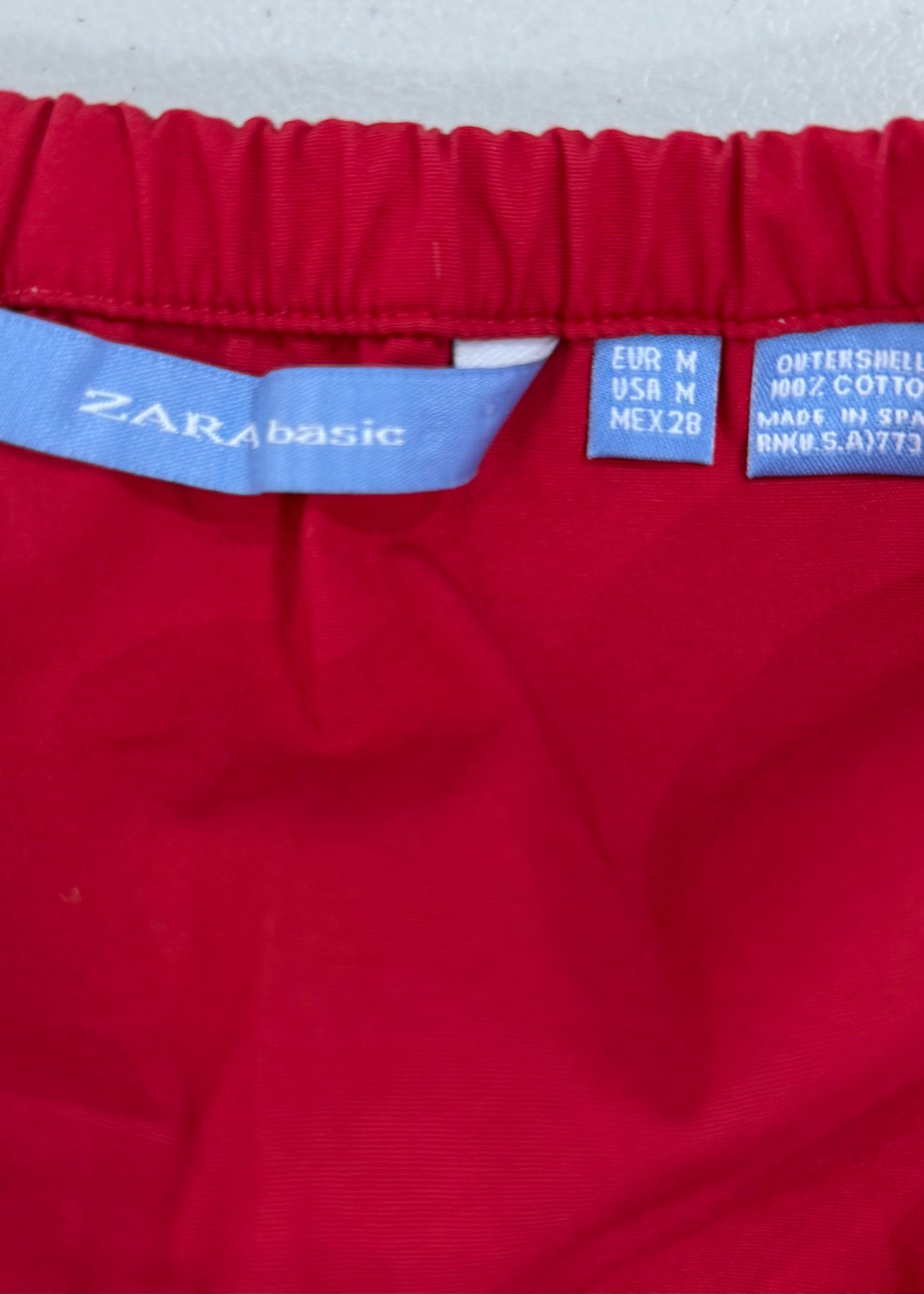 medium red old label zara basic off-shoulder blouse label