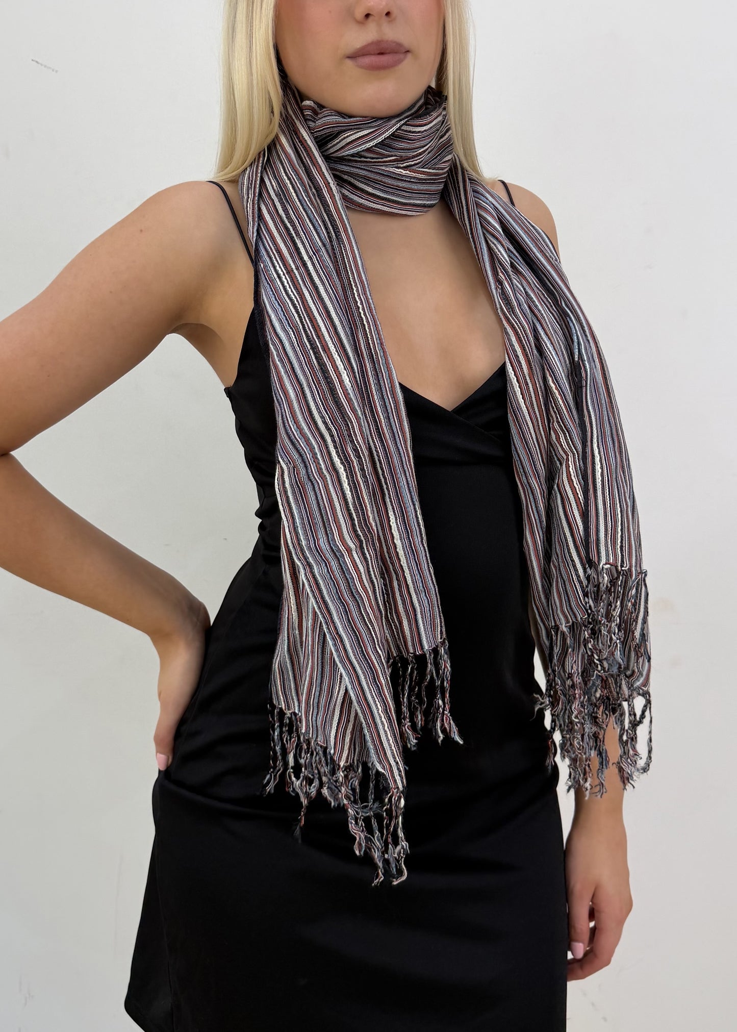 one size multicoloured striped scarf image 2