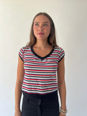 small black red and white striped ralph lauren t-shirt front view