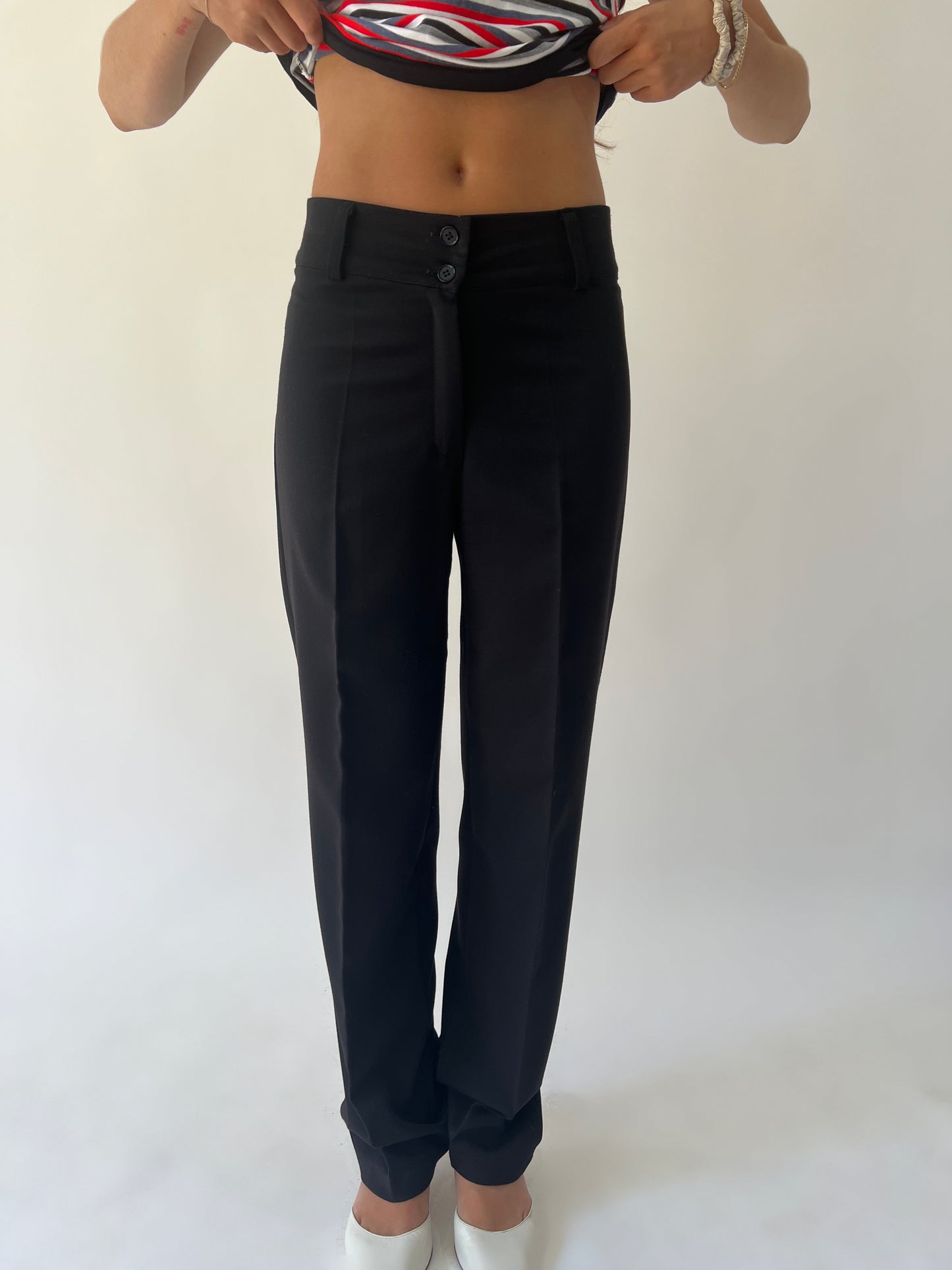 small black vivette tailored trousers front view