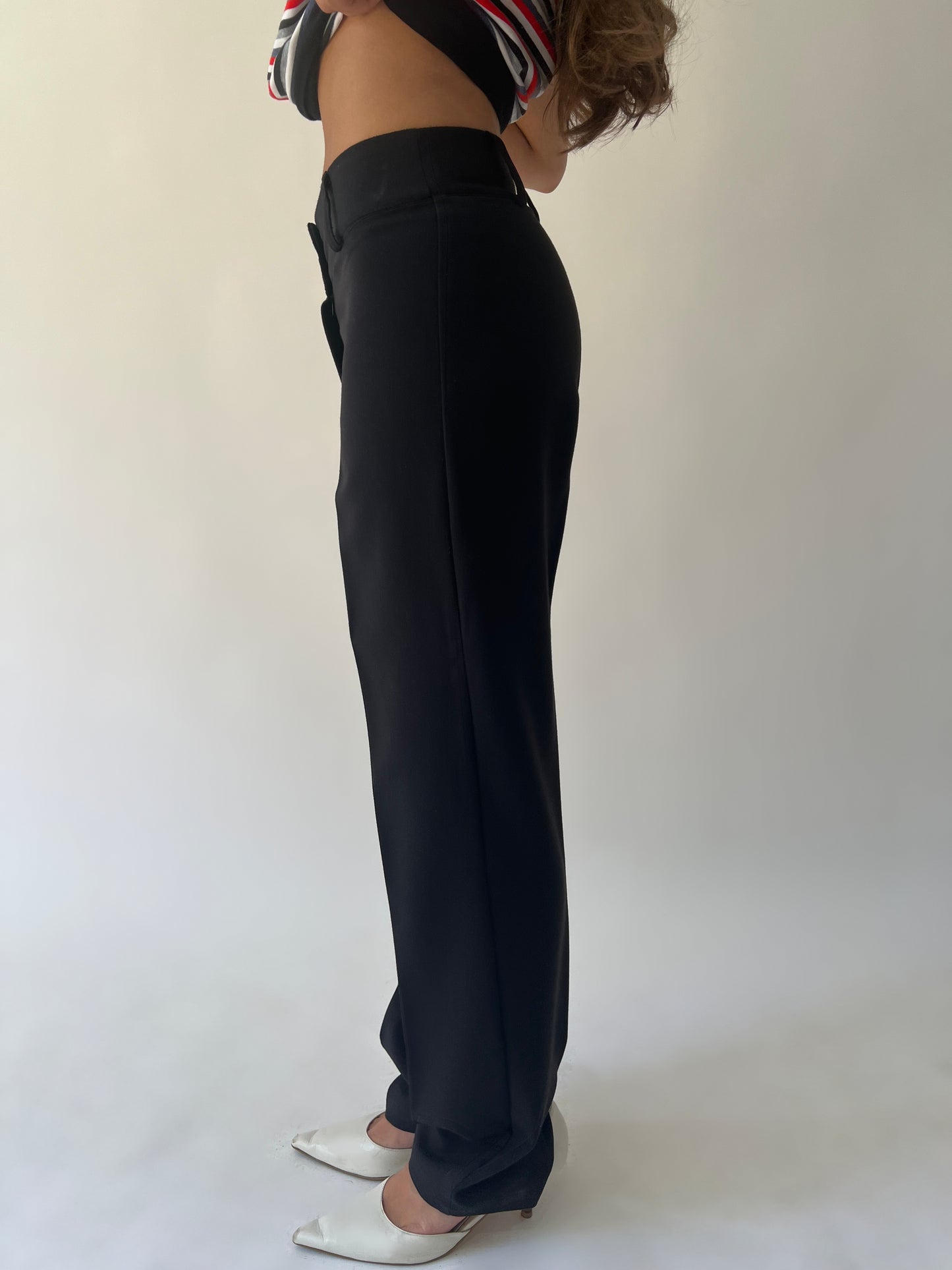 small black vivette tailored trousers side view
