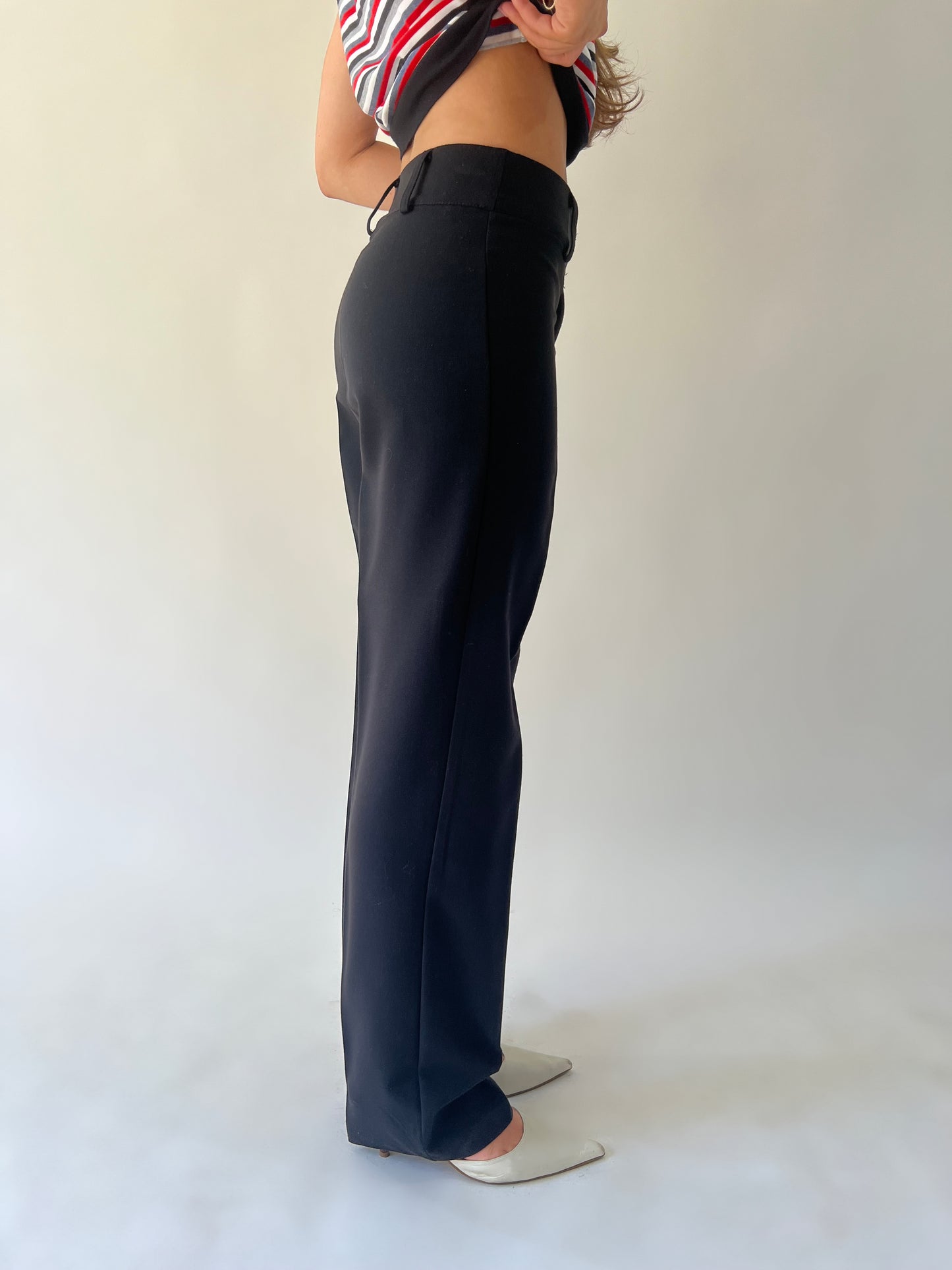 small black vivette tailored trousers second side view