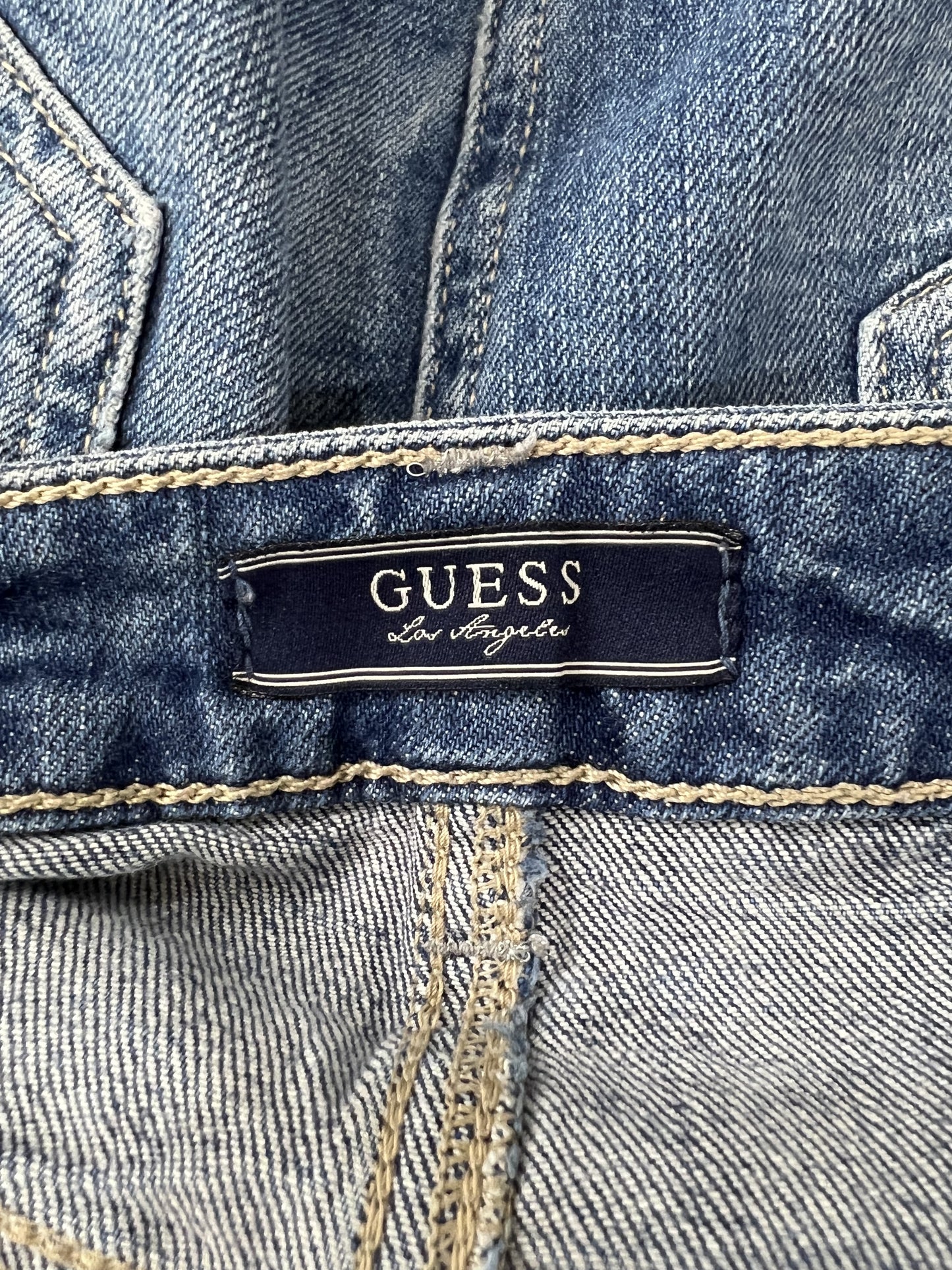 small blue guess denim mini skirt guess label
