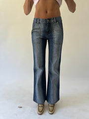 small blue miss tabitha flared jeans front view
