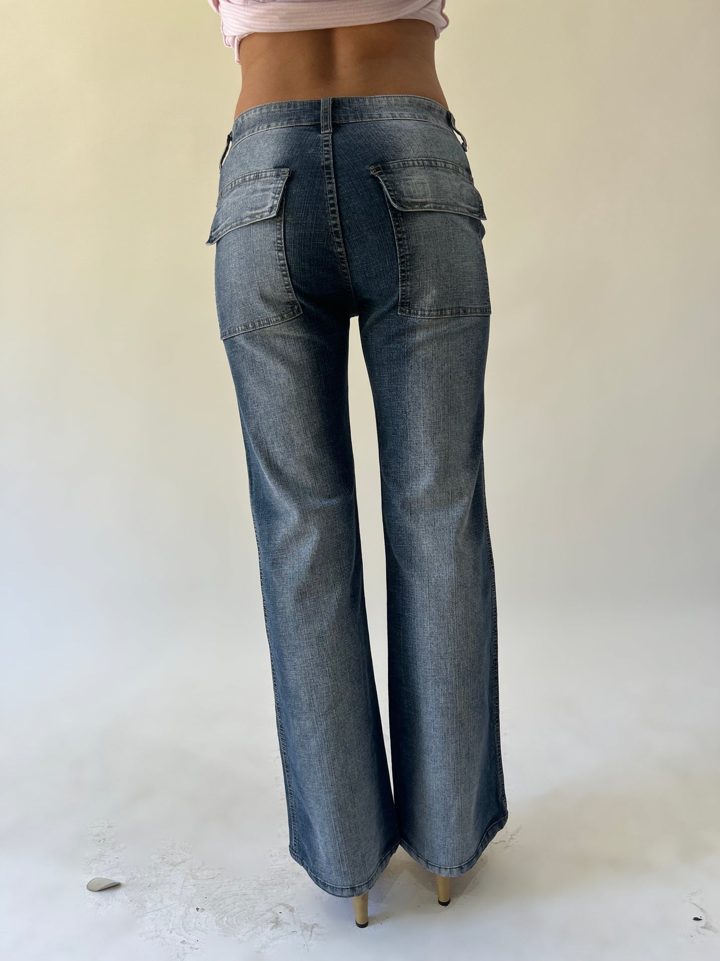 small blue miss tabitha flared jeans back view