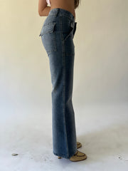 small blue miss tabitha flared jeans second side view