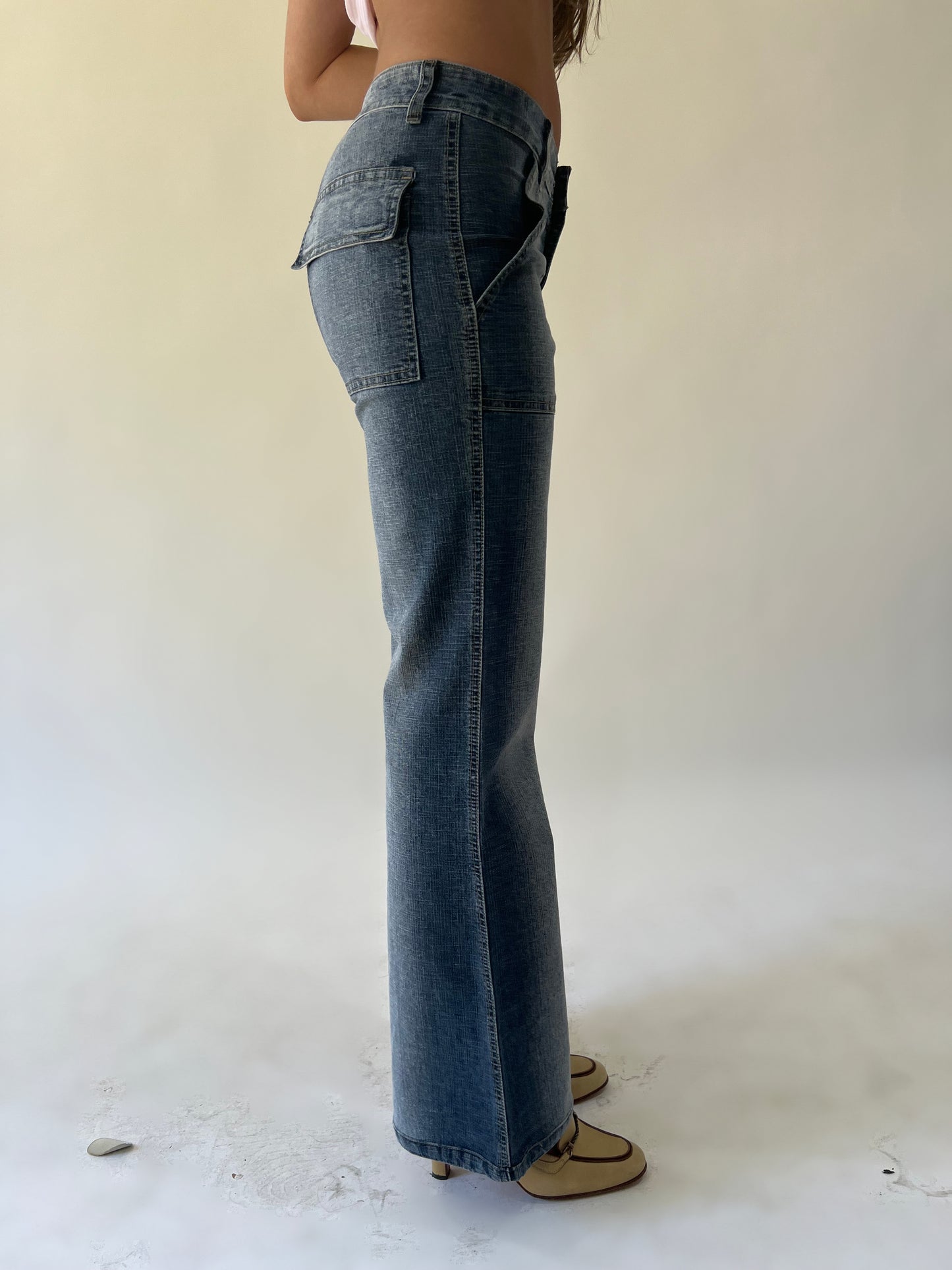 small blue miss tabitha flared jeans second side view