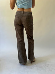 small brown esprit corduroy flared trousers back view