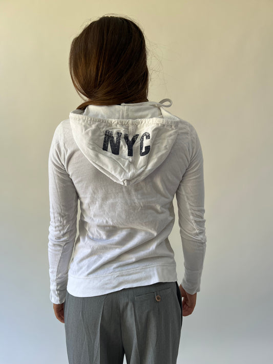 small white camp david us open graphic hoodie back