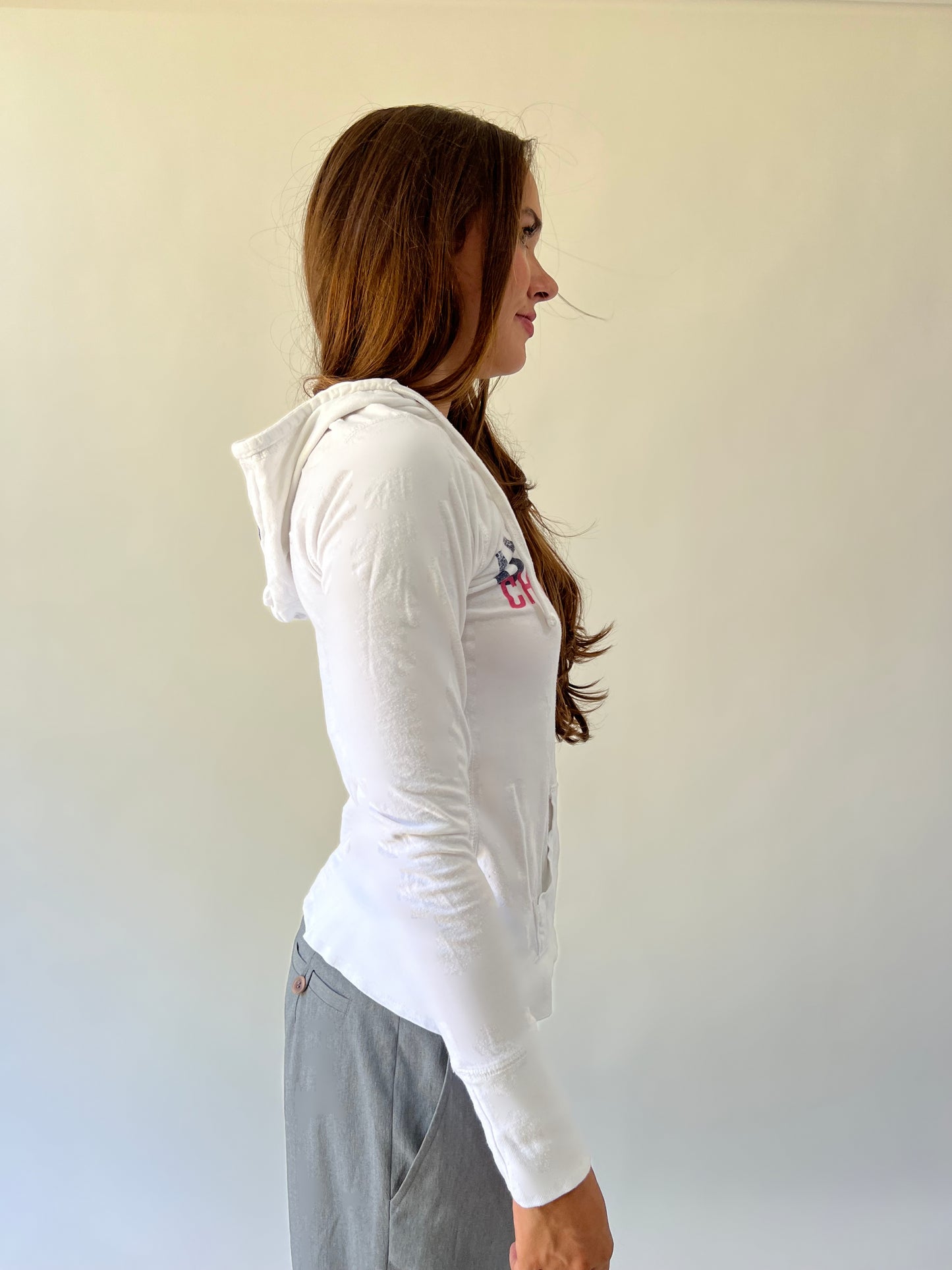 small white camp david us open graphic hoodie side view