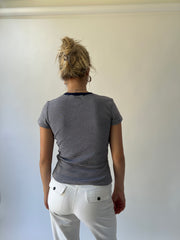 small grey and navy striped ralph lauren t-shirt back view