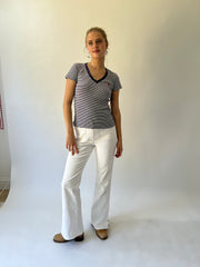 small grey and navy striped ralph lauren t-shirt front view