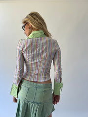 small multicoloured striped tommy hilfiger fitted shirt back view