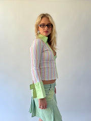 small multicoloured striped tommy hilfiger fitted shirt side view