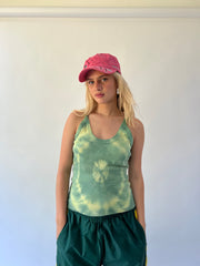 small pink 211 embroidered cap worn front view