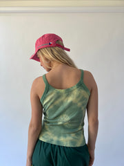 small pink 211 embroidered cap worn back view