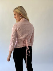 small pink phard eyelet tie-back shirt back tie detail