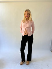 small pink phard eyelet tie-back shirt full front view
