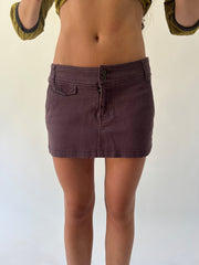 small purple denim mini skirt front view