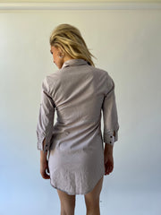 small grey and brown striped tally weijl shirt dress back angle