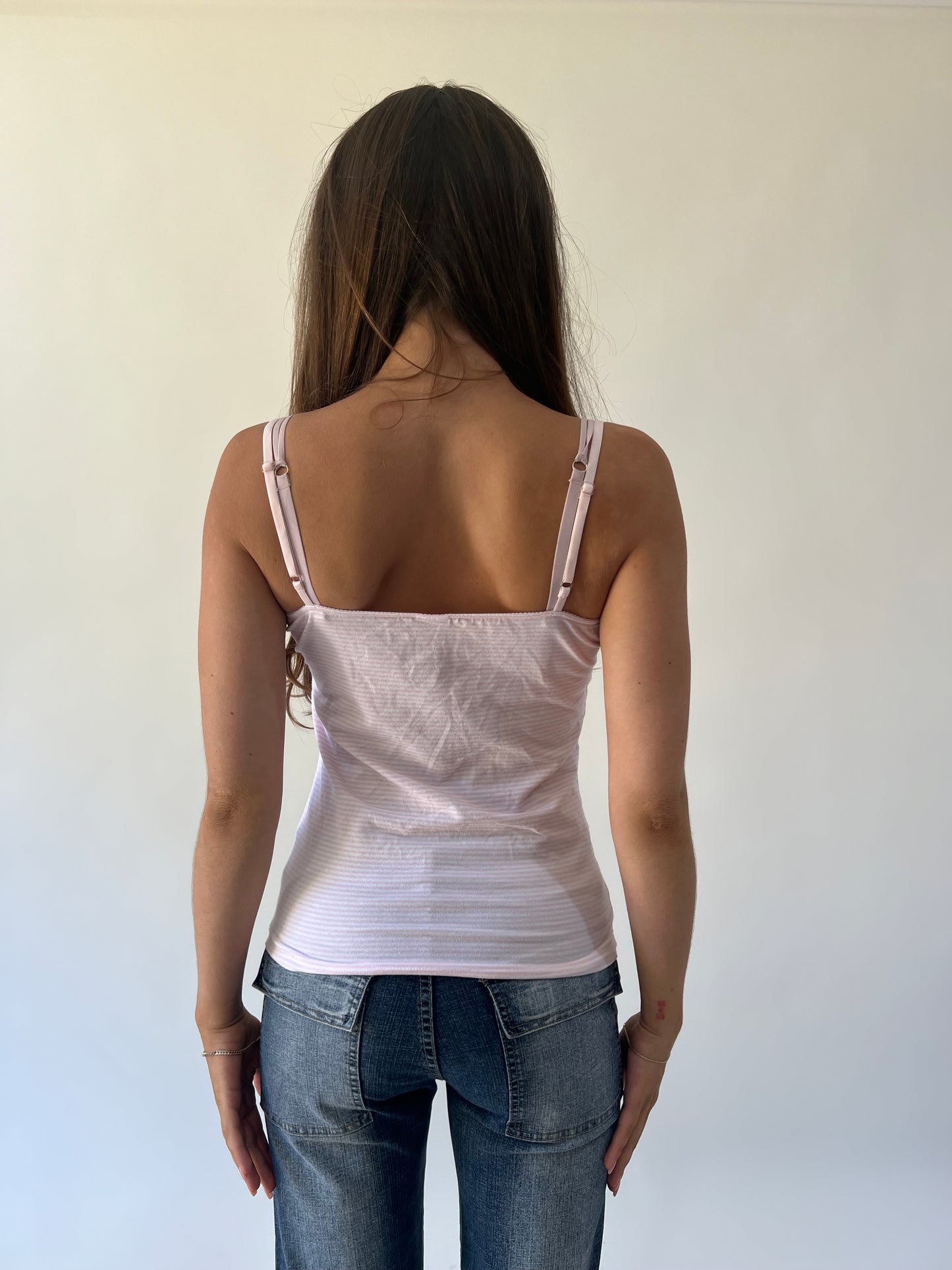 small white new look lace trim cami top back view