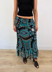 Small turquoise and black midi skirt