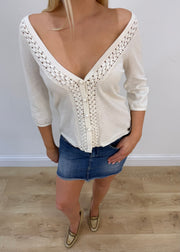 medium white crochet knit cardigan image 2