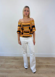 extra small white pinstripe flared trousers 03 full outfit