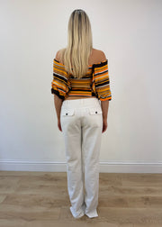 extra small white pinstripe flared trousers 05 back