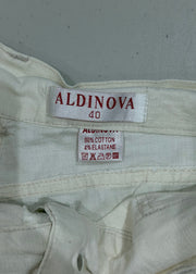 extra small white pinstripe flared trousers 08 label