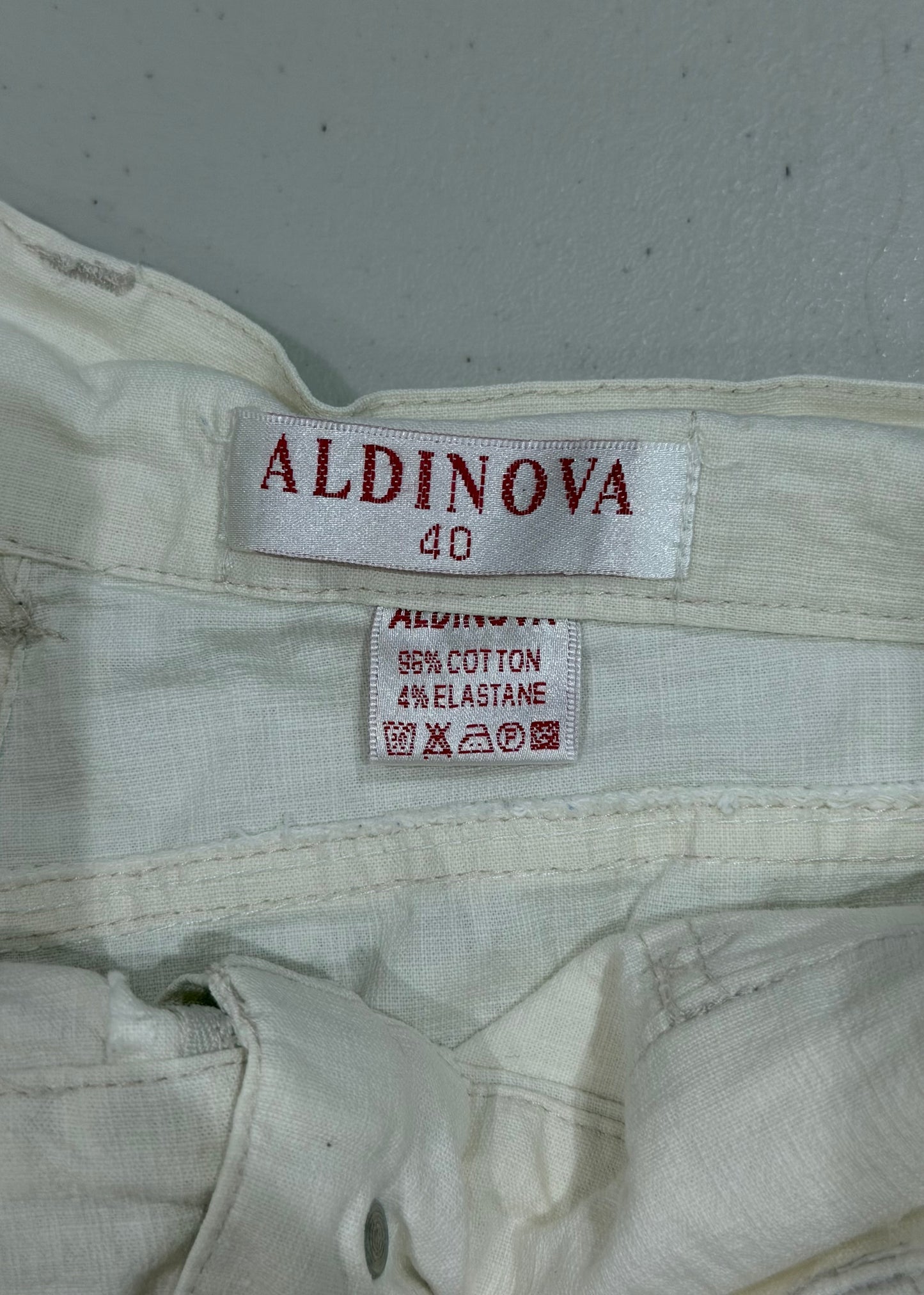 extra small white pinstripe flared trousers 08 label