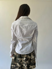 xl white calvin klein collared long sleeve blouse back view