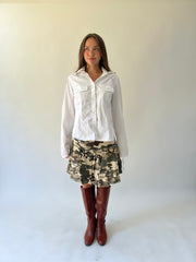 xl white calvin klein collared long sleeve blouse full front view