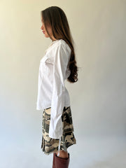 xl white calvin klein collared long sleeve blouse side view