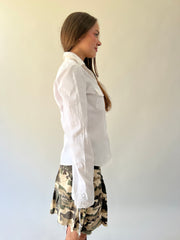 xl white calvin klein collared long sleeve blouse second side view