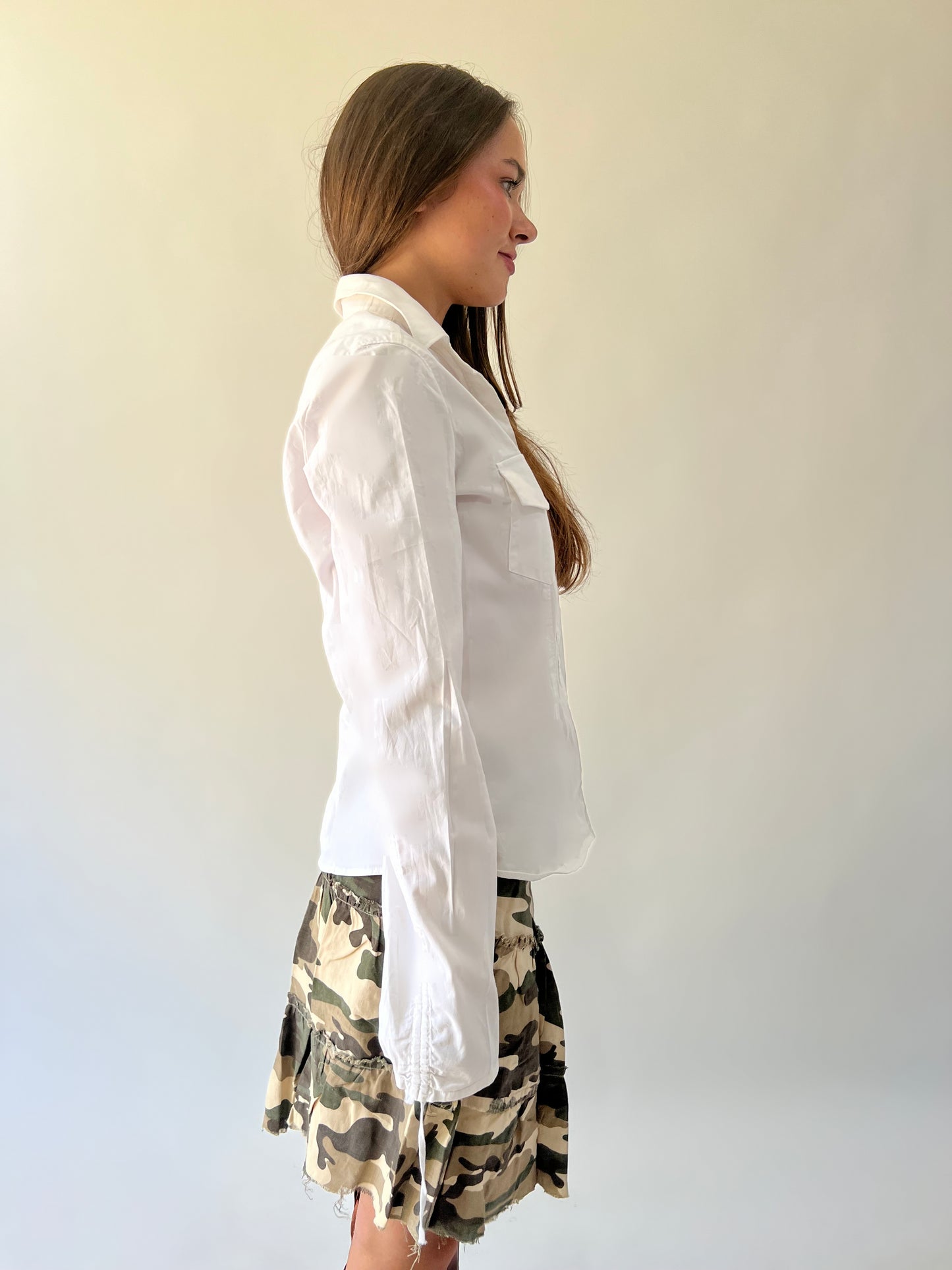 xl white calvin klein collared long sleeve blouse second side view