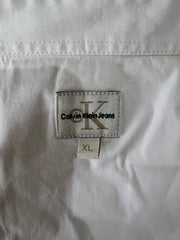 xl white calvin klein collared long sleeve blouse brand label