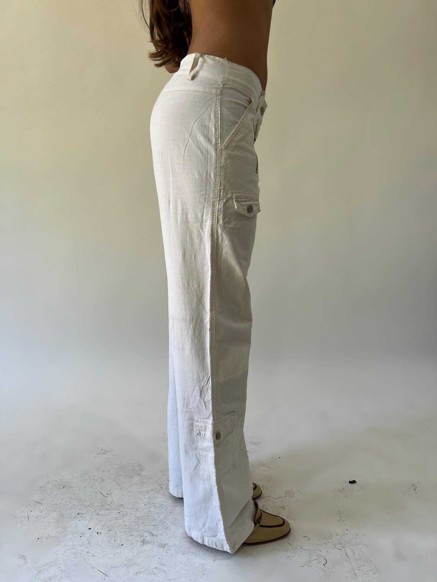 xs beige edc by esprit cargo trousers side view