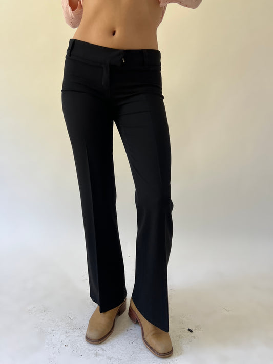 xs black ysatis flared trousers front view