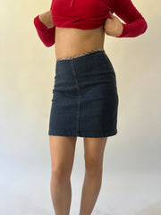 xs blue more & more denim mini skirt front view