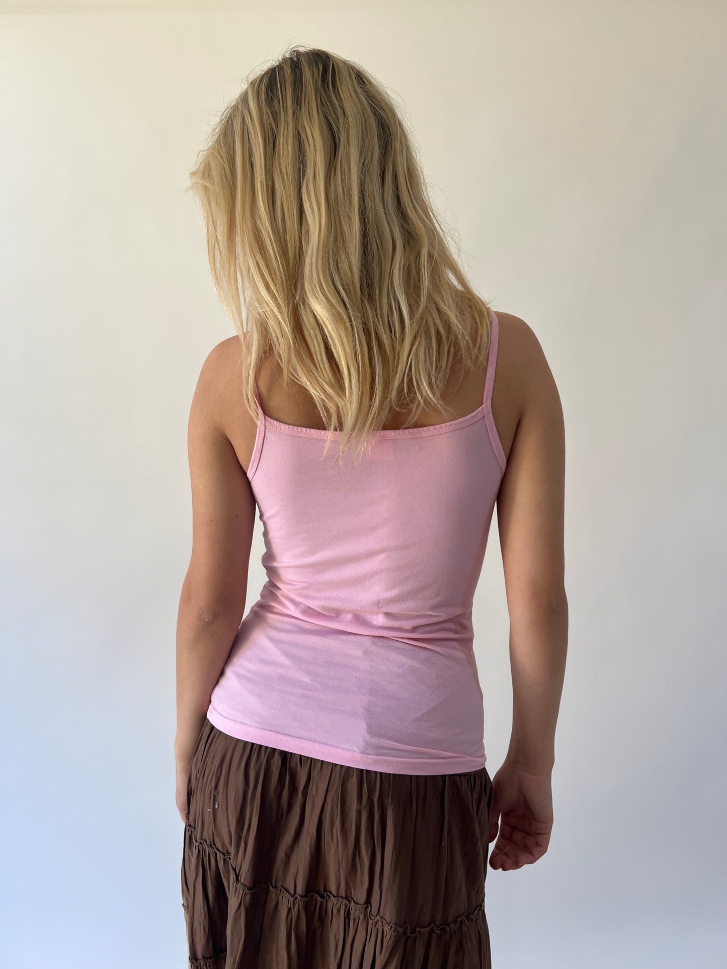 xs pink fitted cami top back view