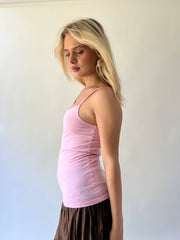 xs pink fitted cami top side view
