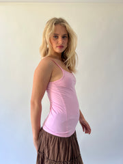 xs pink fitted cami top second side view