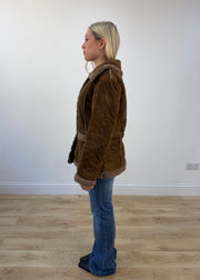 medium tan suede jacket with faux fur detail 4