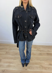 medium navy blue denim jacket with belt 3