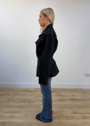 medium navy blue denim jacket with belt 4