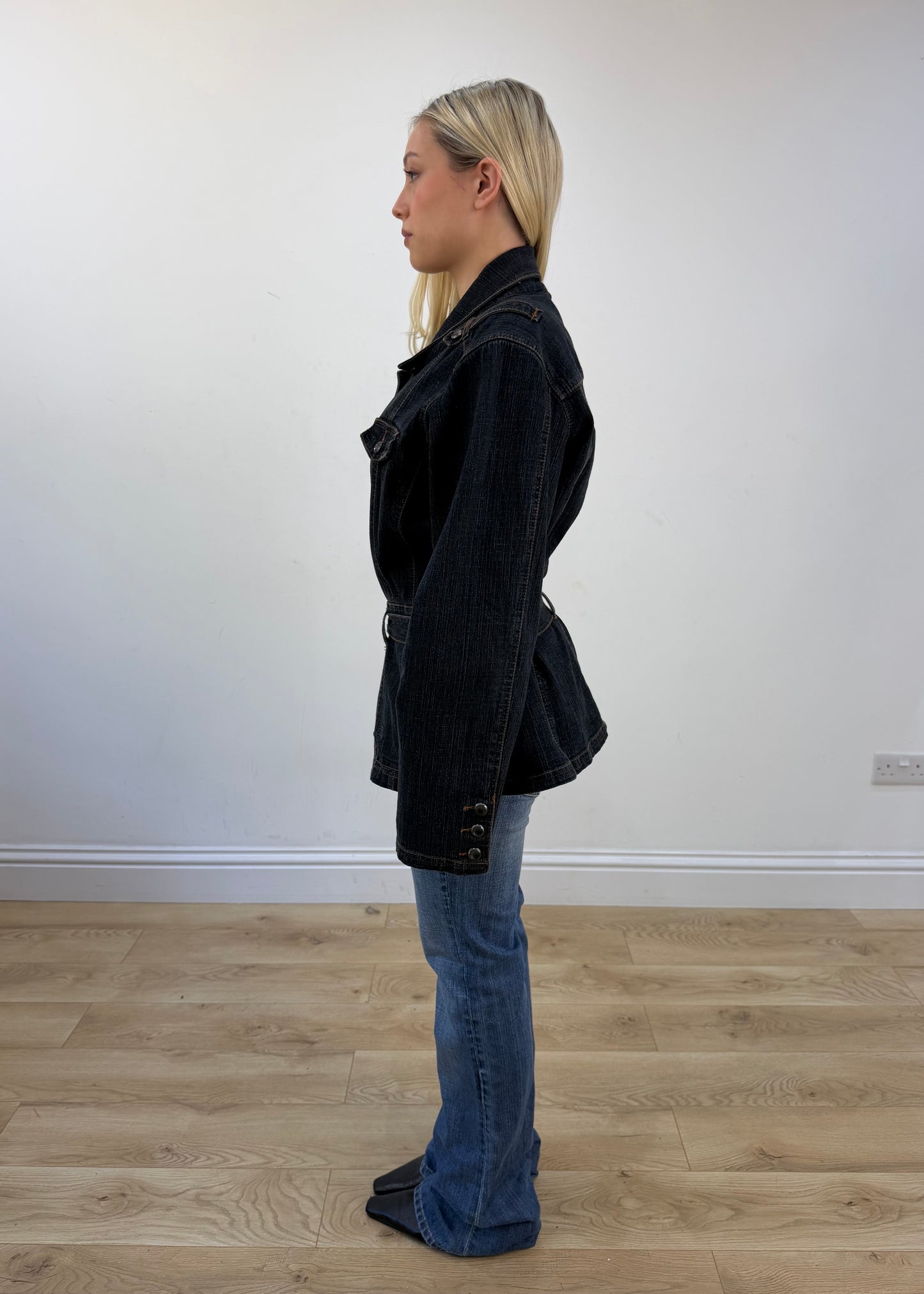 medium navy blue denim jacket with belt 4