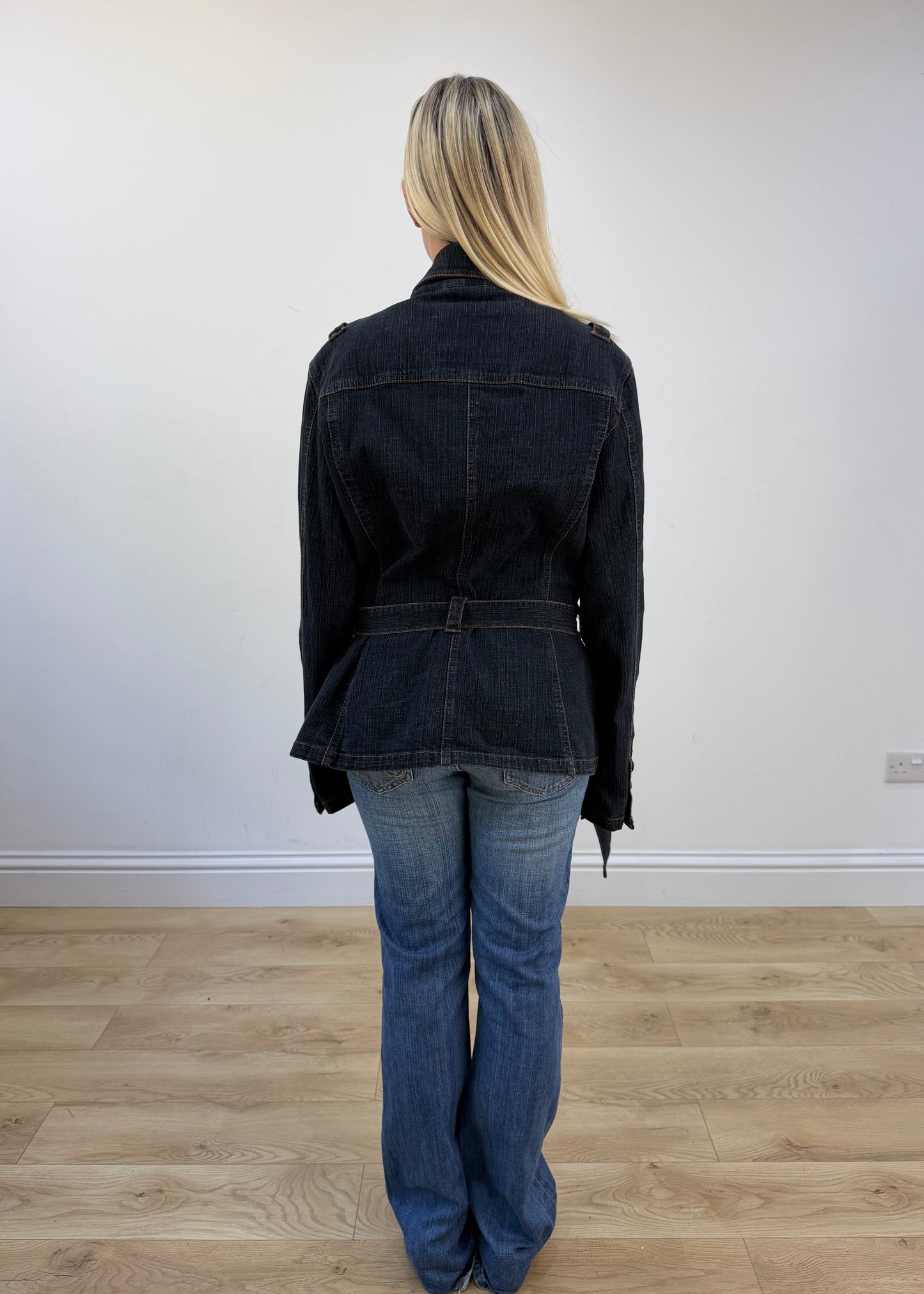 medium navy blue denim jacket with belt 5