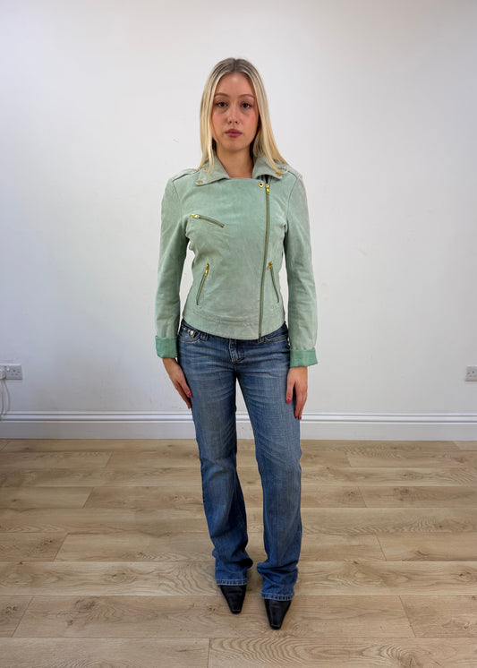 small green faux suede jacket 1
